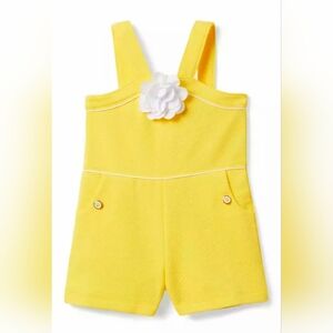 Janie & Jack Yellow Quilted Jacquard Rosette Romper